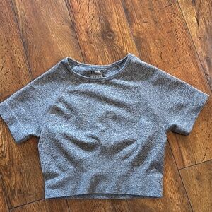 Gray Short Fitted  Crop Top